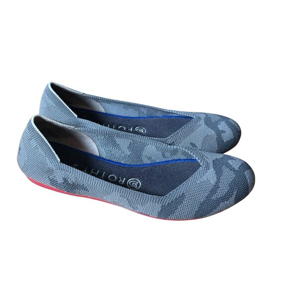 Rothy's Retired The Round Toe Ballet Flats Grey Camo Red Sole White Halo Size 8 - Picture 1 of 7
